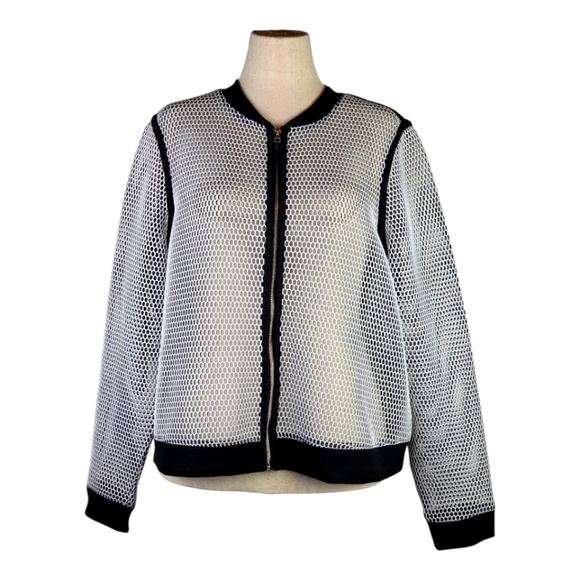 a.n.a 1X Mesh Bomber Jacket Black White Plus Size Streetwear Layer - Picture 1 of 8